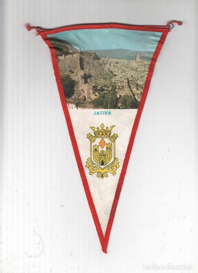 Fanions de collection: BANDERIN: JATIVA/XATIVA, Valencia: Escudo y vistas del pueblo - VARIOS