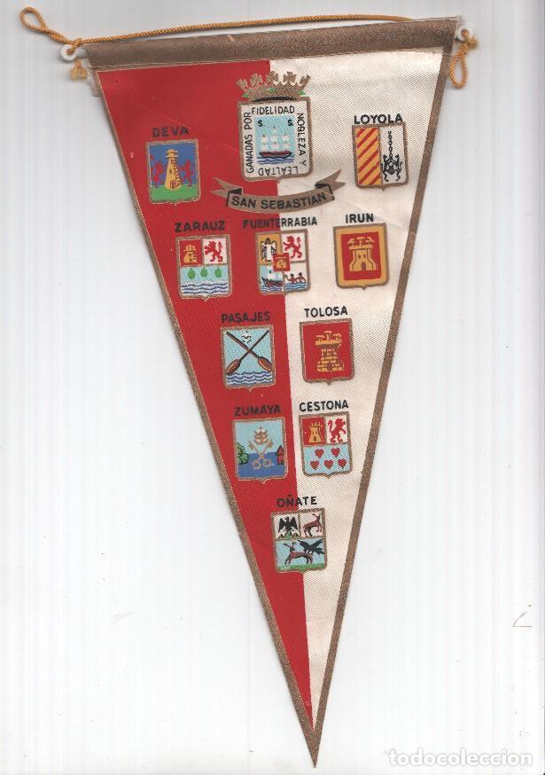 Fanions de collection: BANDERIN: GIPUZCOA - Ilustraciones de los escudos de San Sebastia, Zarauz, Deva, Loyola, Pasajes...