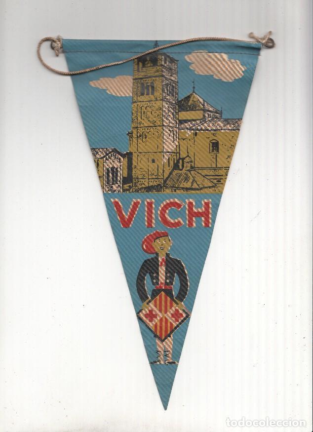 Fanions de collection: BANDERIN: VIC - Ilustracion de la Catedral de VIC, traje tipico y escudo de la localidad - VARIOS