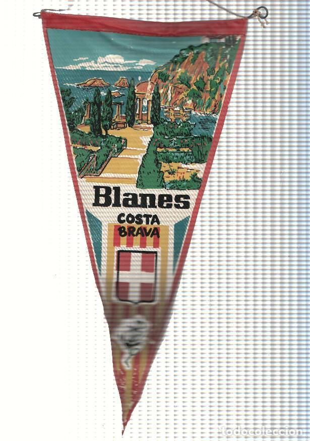 Fanions de collection: BANDERIN: BLANES, Costa Brava - Ilustracion del jardin botanico de Blanes y ancla - VARIOS