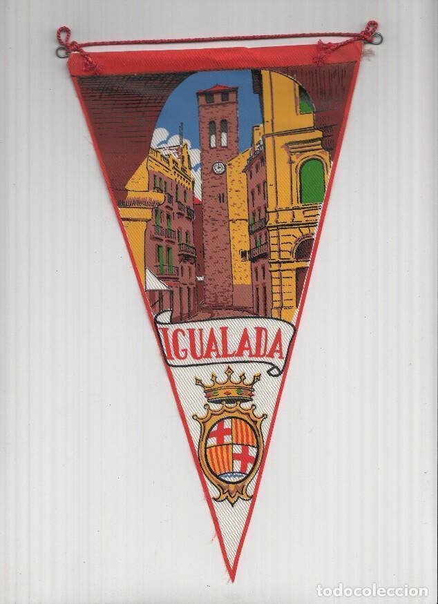 Fanions de collection: Banderin: IGUALADA, Barcelona - Ilustracion de la torre de Santa Maria de Igualada y escudo de la lo