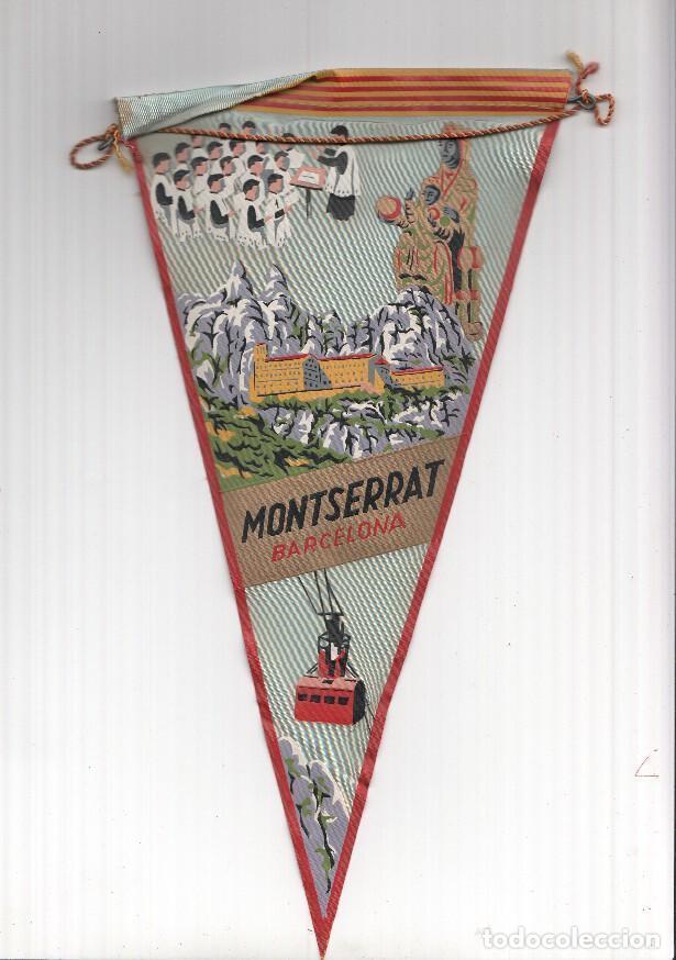 Fanions de collection: BANDERIN: MONTSERRAT, Barcelona - Ilustracion Abadia, Escolanets, Moreneta y Teleferico - VARIOS