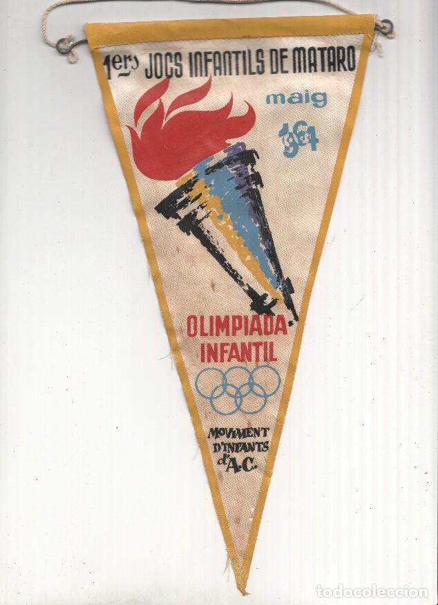 Fanions de collection: BANDERIN: MATARO - Conmemorativo de los Primeros Juegos Infantiles de Mataro (Mayo 1964) - VARIOS