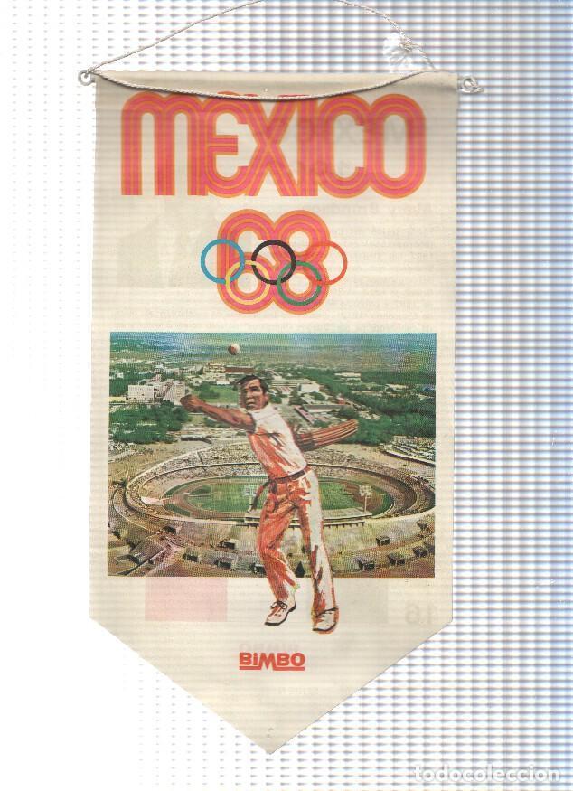 Collection pennants: BANDERIN: MEXICO 1968 - Banderin Bimbo. Practicante de Cesta. Ficha de Avery Brundage en trasera - V