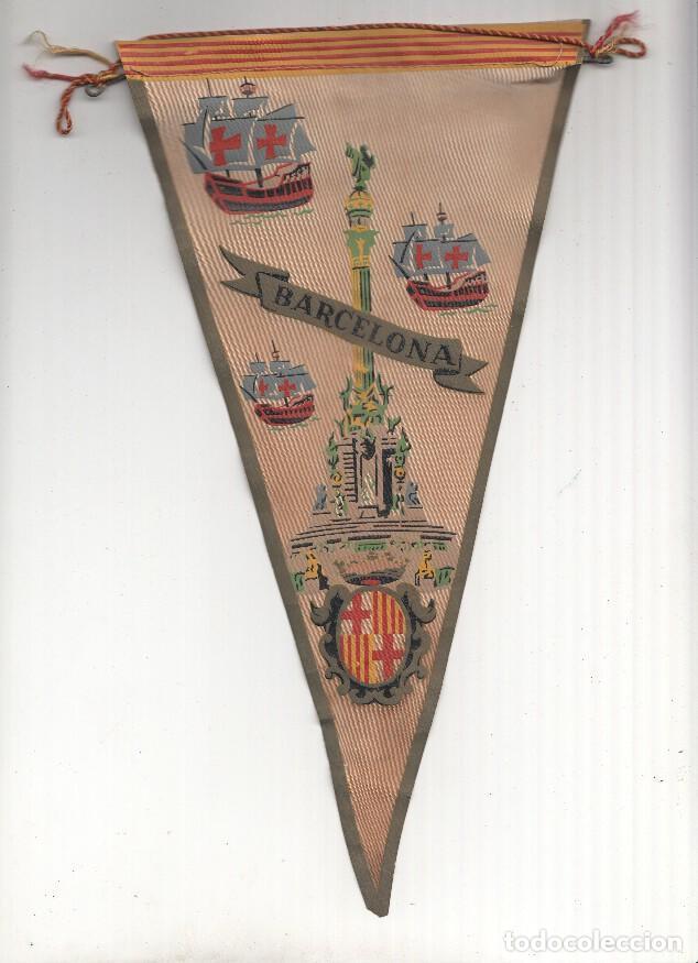Collection pennants: BANDERIN: BARCELONA - Vista de COLON, las tres Caravelas y escudo de la ciudad - VARIOS