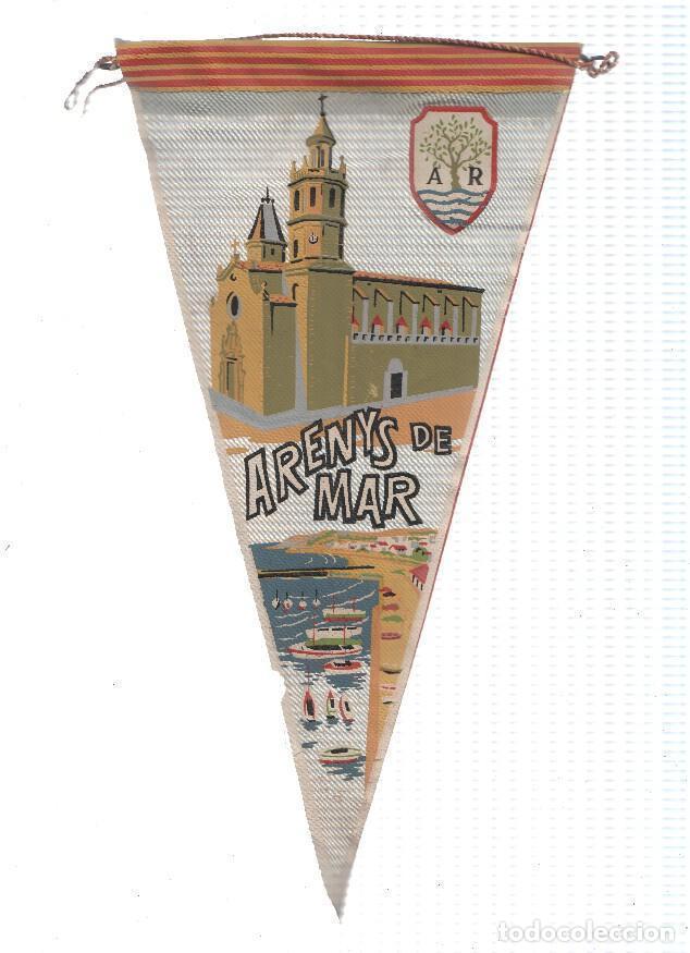 Sammlung von Wimpeln: BANDERIN: ARENYS DE MAR (Barcelona) - Ilustracion de la Iglesia de Santa Maria y escudo de la locali