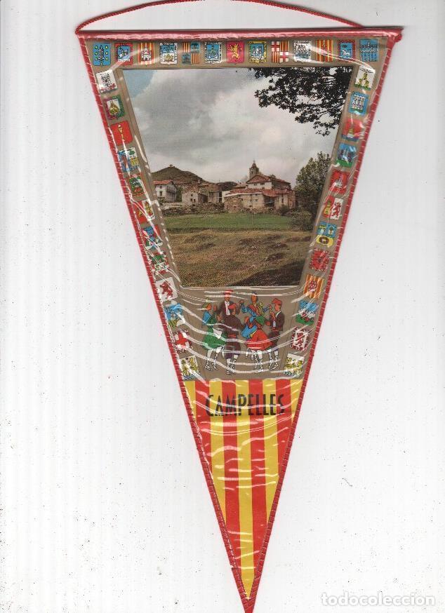 Sammlung von Wimpeln: BANDERIN: CAMPELLES, Girona - Vista de la localidad e ilustracion de sardanistas - VARIOS