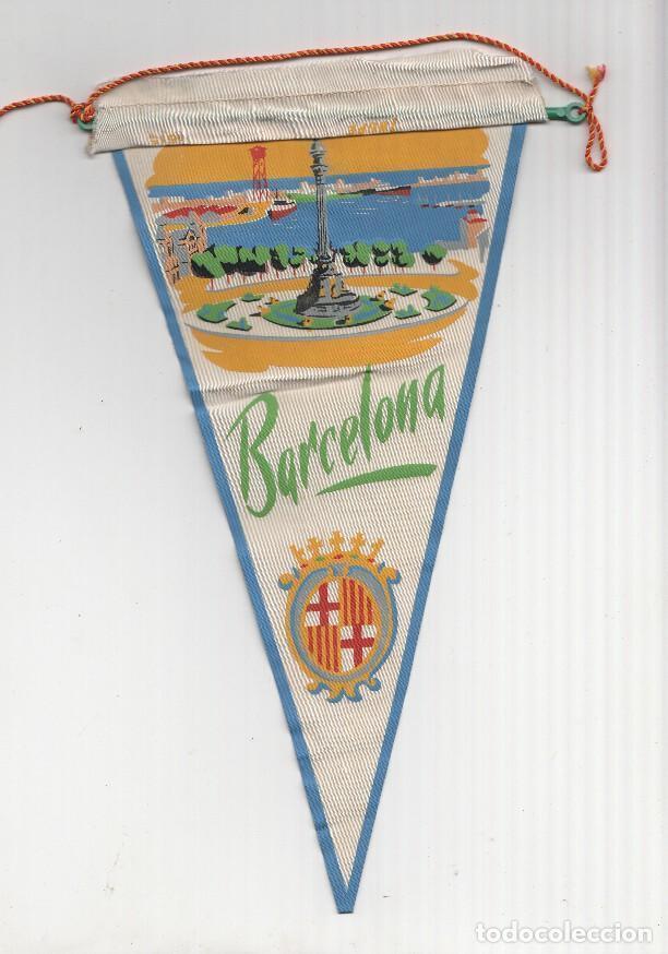 Sammlung von Wimpeln: BANDERIN: BARCELONA - Estatua de Colon y Escudo de Barcelona - VARIOS