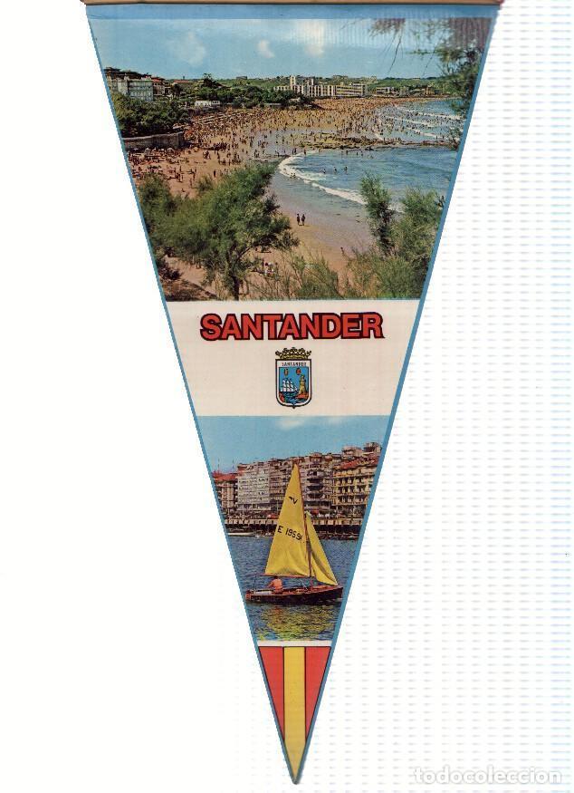 Sammlung von Wimpeln: BANDERIN: SANTANDER - Diferentes vistas a doble cara, Colegiata Santillana del Mar, Teleferico Fuent