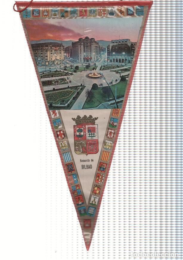 Sammlung von Wimpeln: BANDERIN: BILBAO - Imagen nocturna de la PLAZA MOYUA y escudo de la localidad - VARIOS