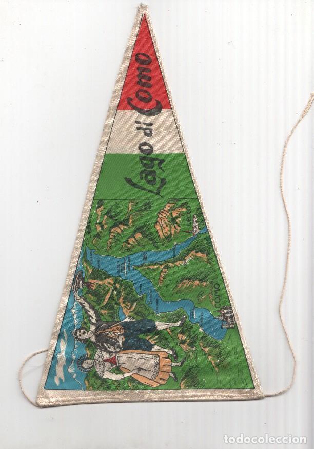 Sammlung von Wimpeln: BANDERIN: LAGO DI COMO y BELLAGIO, Italia - Banderin dos caras. LAGO DI COMO y la Poblacion de Bella
