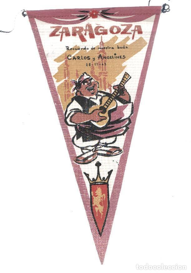 Collection pennants: BANDERIN: ZARAGOZA: Recuerdo de Boda de CARLOS Y ANGELINES el 28-11-63 - VARIOS
