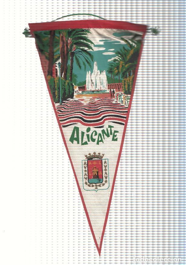 Fanions de collection: BANDERIN: ALICANTE - Ilustracion del Paseo Maritimo de Alicante y escudo de la localidad - VARIOS