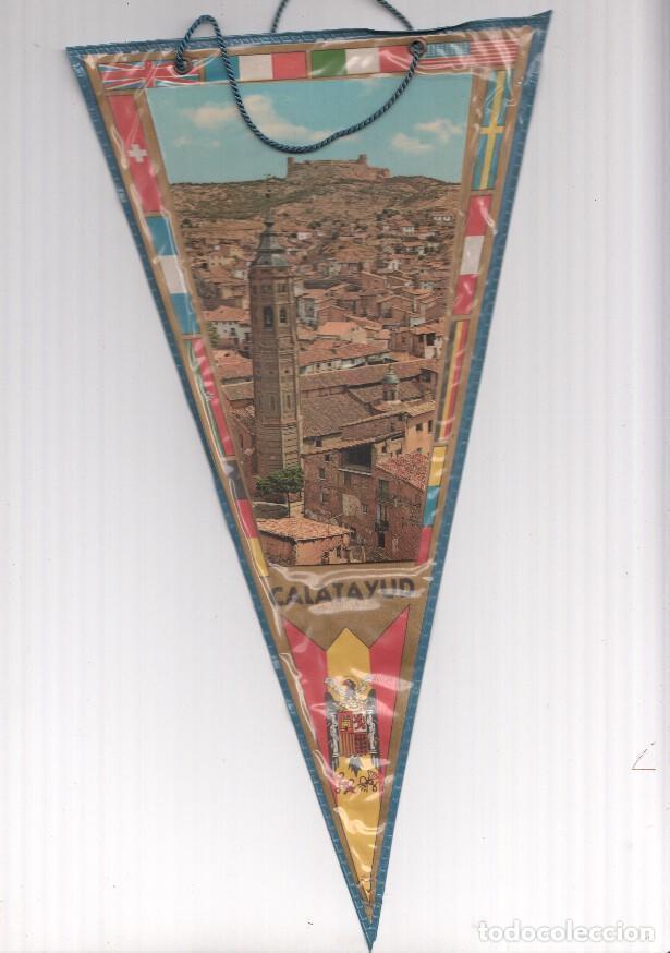 Fanions de collection: BANDERIN: CALATAYUD, Aragon - Imagen aerea de la localidad e Iglesia de San Juan del Real - VARIOS