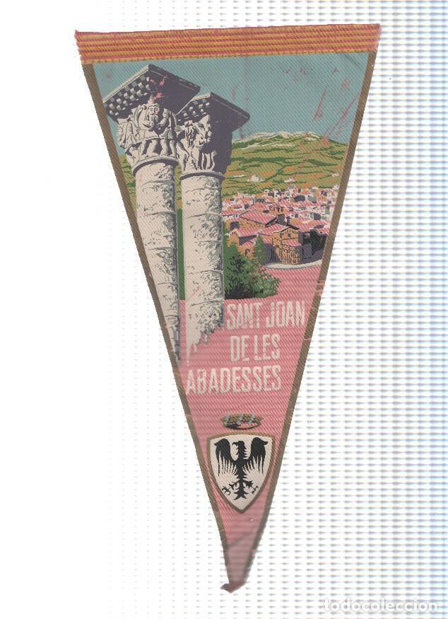 Collection pennants: BANDERIN: SANT JOAN DE LES ABADESSES - Ilustracion de Columnas y pueblo al fondo. Con escudo. - Irup