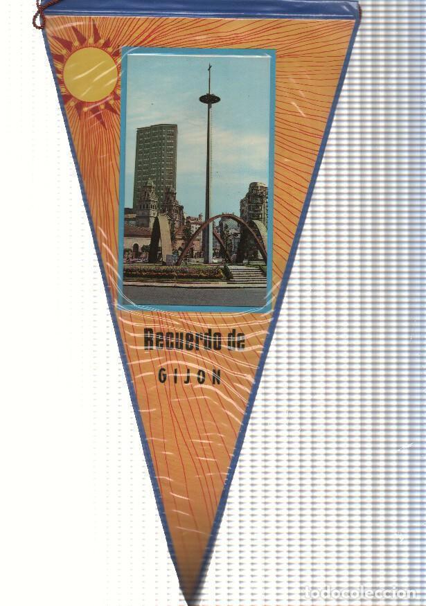 Collection pennants: BANDERIN: GIJON - Imagen de la Parroquia de Gijon y antigua rotonda adyacente - VARIOS