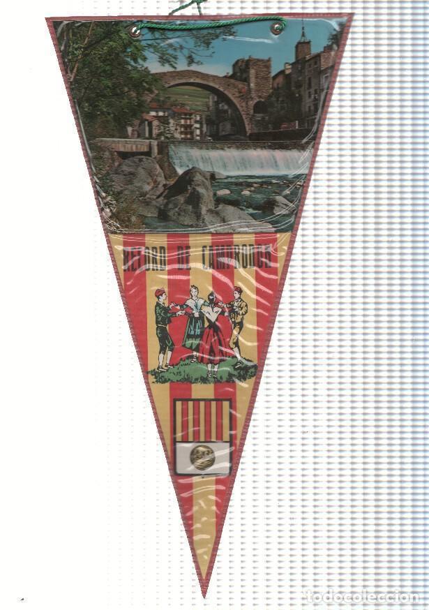 Collection pennants: BANDERIN: CAMPRODON, Girona - Imagen del puente Nuevo desde las orillas del Ter y escudo de la local