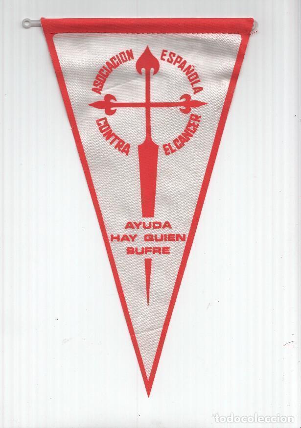 Fanions de collection: BANDERIN: A.E.C.C - Banderin con Logo de la Asociacion Espa&ntilde;ola Contra el Cancer - VARIOS