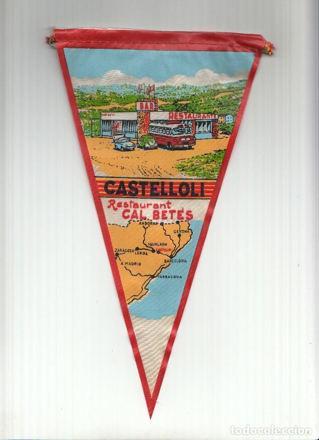Fanions de collection: BANDERIN: CASTELLOLI (Barcelona) - Ilustracion del Restaurante Cal Betes y ruta desde Barcelona - VA