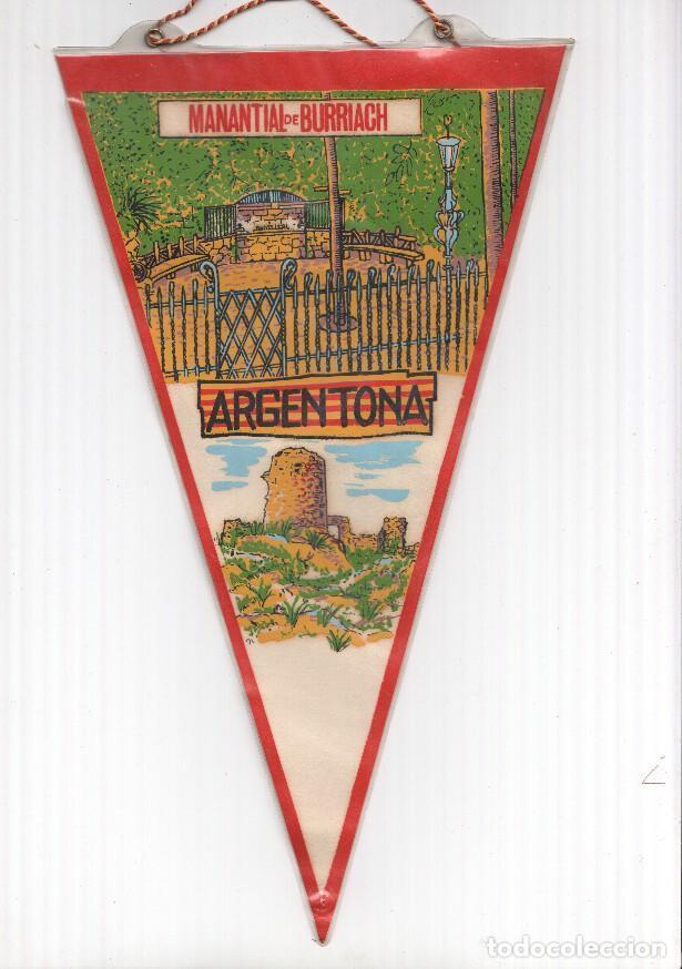 Collection pennants: BANDERIN: ARGENTONA, Barcelona - Imagen del Manantial y el Castillo de Burriach - VARIOS