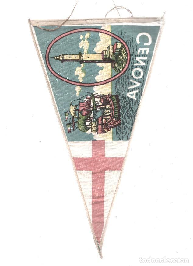 Collection pennants: BANDERIN: GENOVA (Italia) - Ilustracion del Faro Linterna de Genova y Caravela (Dos caras). - VARIOS