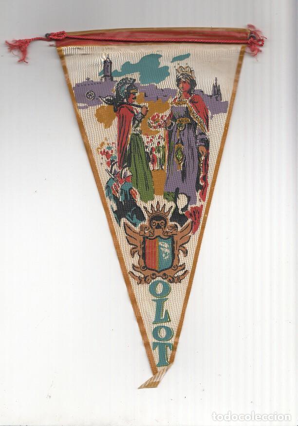 Fanions de collection: BANDERIN: OLOT, Girona - Gigantes/Gegants de Olot y escudo - VARIOS