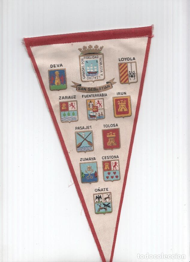 Fanions de collection: BANDERIN: SAN SEBASTIAN - Ilustracion de escudos de 11 localidades - VARIOS
