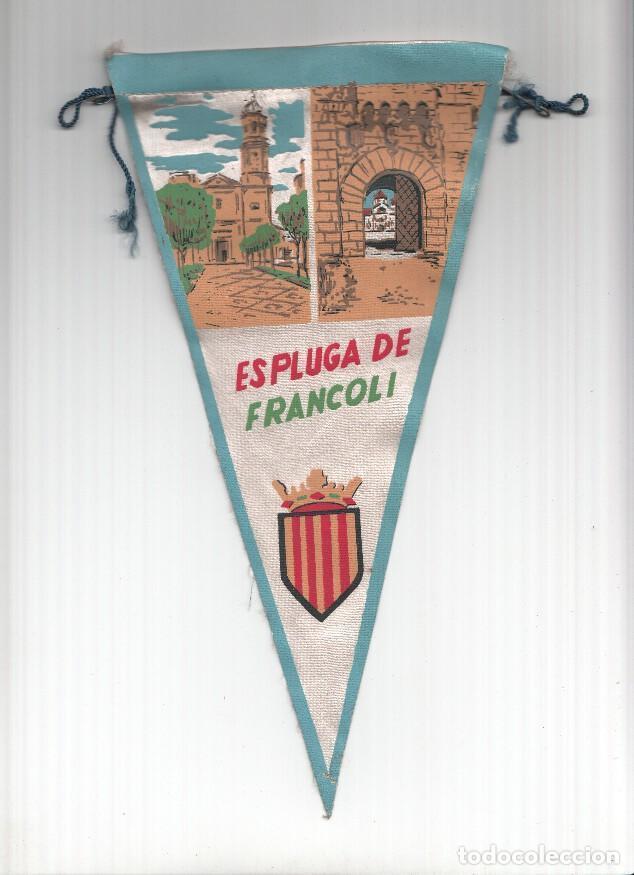 Fanions de collection: BANDERIN: ESPLUGA DE FRANCOLI - Ilustracion de la Iglesia vieja de San Miguel y escudo de la localid