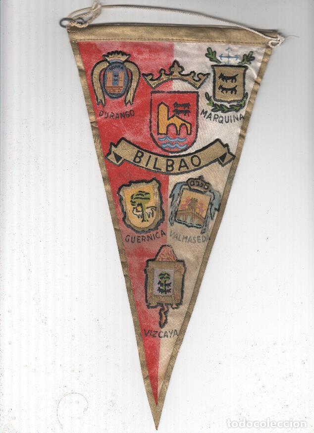 Fanions de collection: BANDERIN: BILBAO - Escudos de Bilbao, Durango, Marquina, Guernica, Valmaseda y Vizcaya - VARIOS