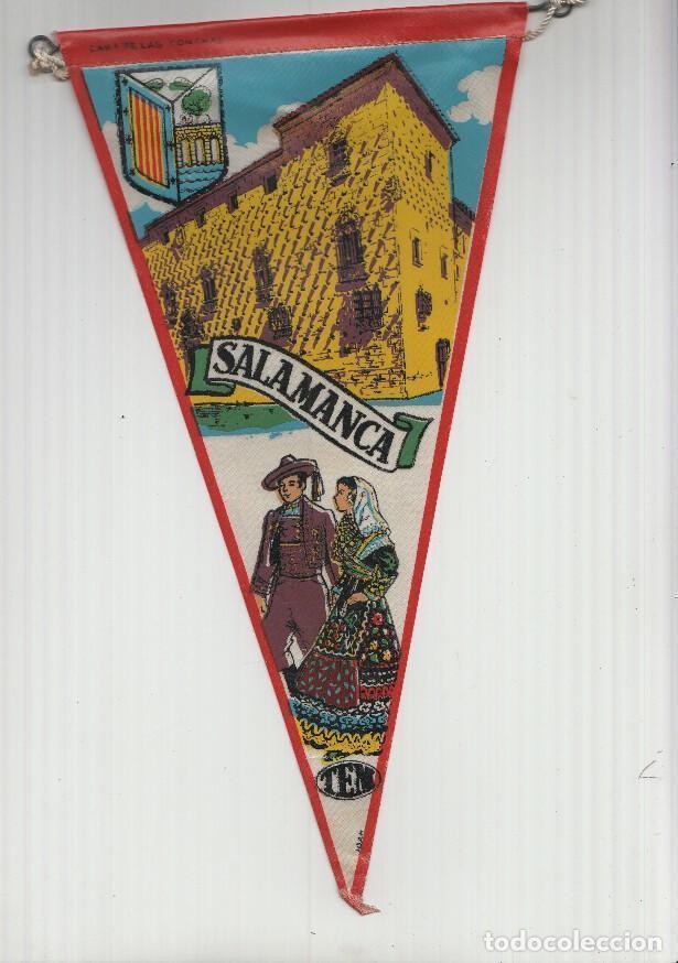 Collection pennants: BANDERIN: TEM SALAMANCA - Ilustracion de la CASA DE LAS CONCHAS, Trajes tipicos y escudo de la local