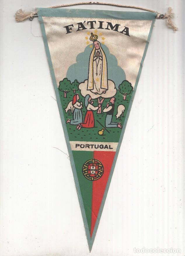 Fanions de collection: BANDERIN: PORTUGAL - ILUSTRACION de FATIMA, campesinos y escudo de Portugal - VARIOS