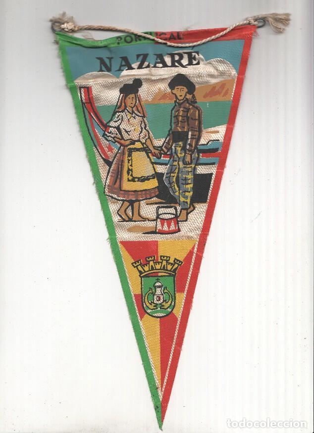 Fanions de collection: BANDERIN: NAZARE (Portugal) - Ilustracion de trajes tipicos portugueses y escudo de la localidad - V
