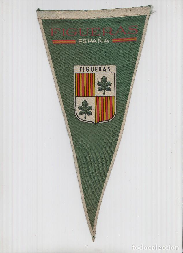 Fanions de collection: Banderin: FIGUERAS, Girona - Ilustracion del Escudo de FIGUERES sobre fondo Verde - VARIOS