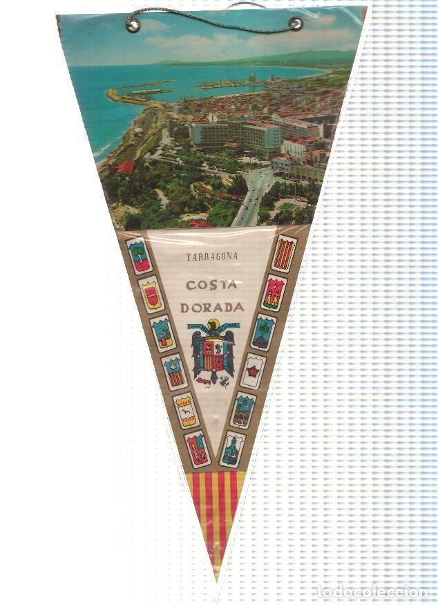 Bandierine di collezione: Banderin: TARRAGONA - Vista aera costera de la localidad y mapa de la costa dorada en trasera - Vari