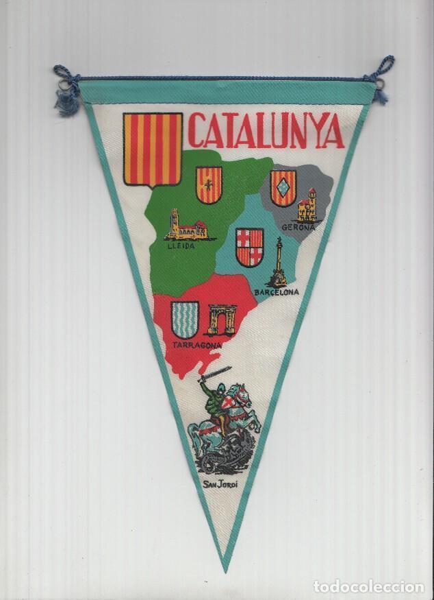Fanions de collection: Banderin: CATALUNYA - Ilustracion de Mapa de Catalunya con escudos de Provincia, Monumentos y SANT J