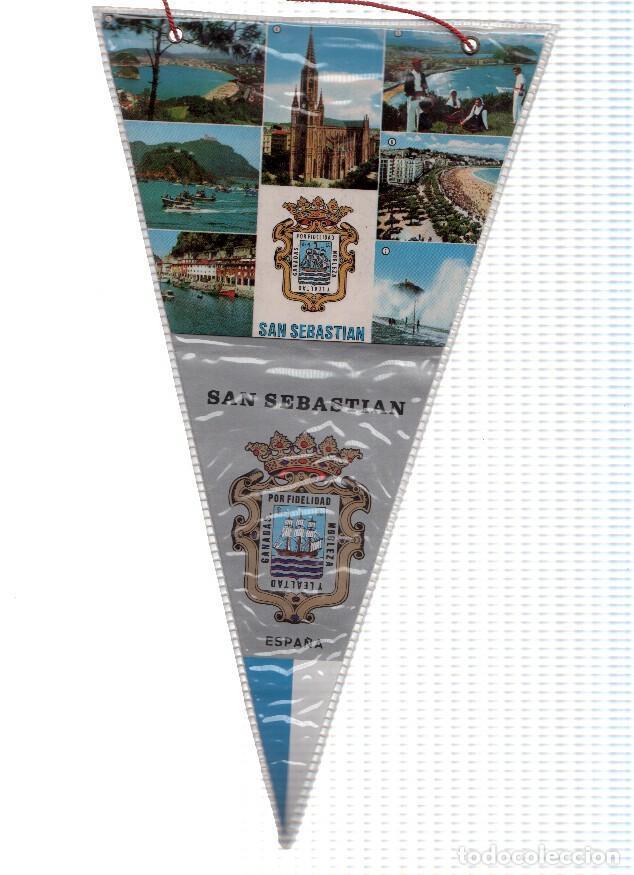 Fanions de collection: BANDERIN: SAN SEBASTIAN - Diferentes vistas de SAN SEBASTIAN y escudo de la localidad - Varios