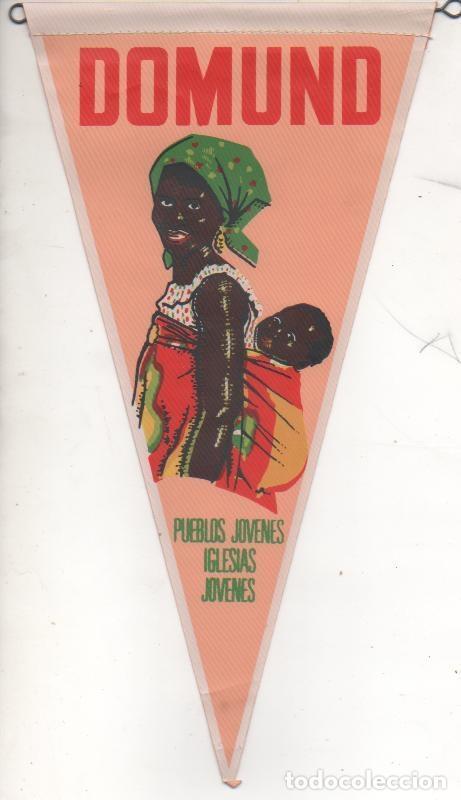 Fanions de collection: Banderin E00385: Banderin Domund, Pueblos jovenes Iglesias jovenes