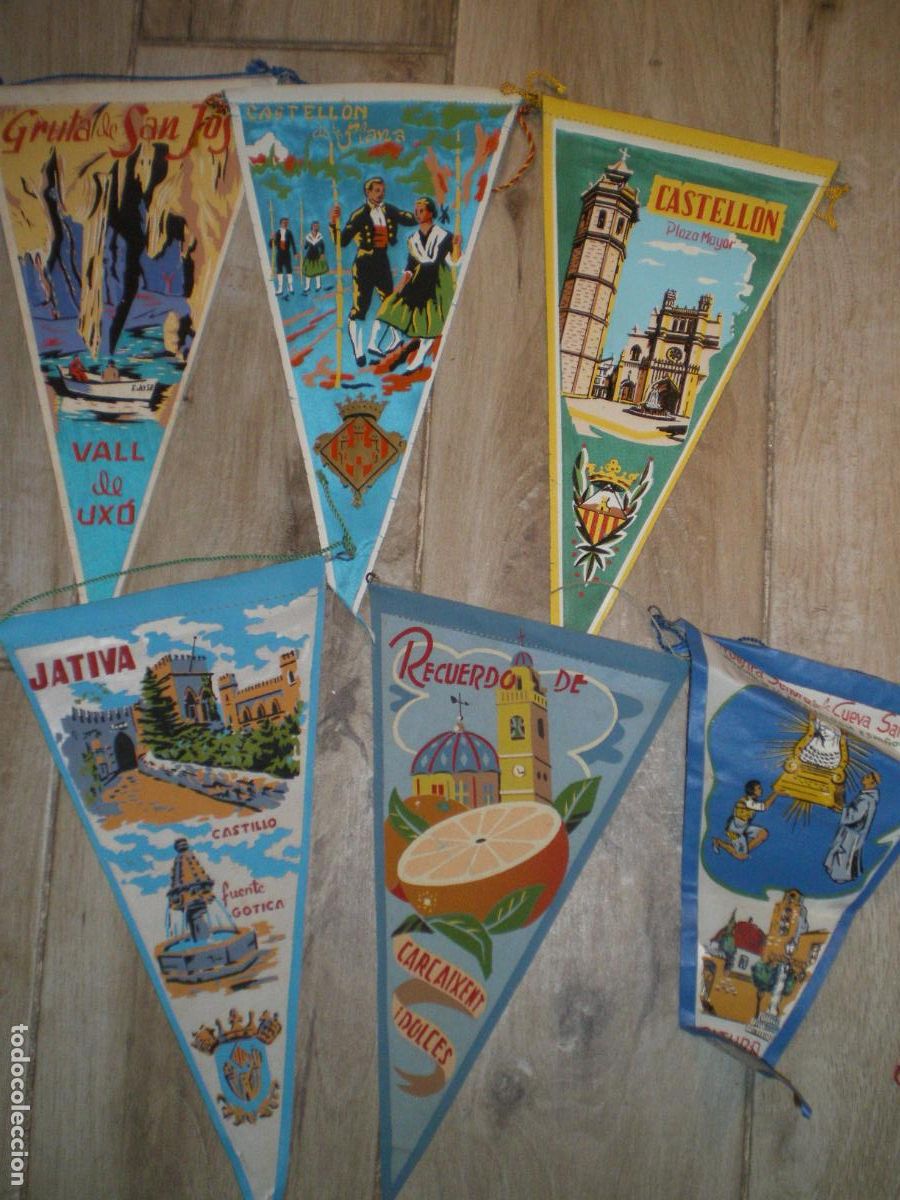 Banderines de colecci&oacute;n: LOTE BANDERINES POBLACIONES VALENCIA Y CASTELLON