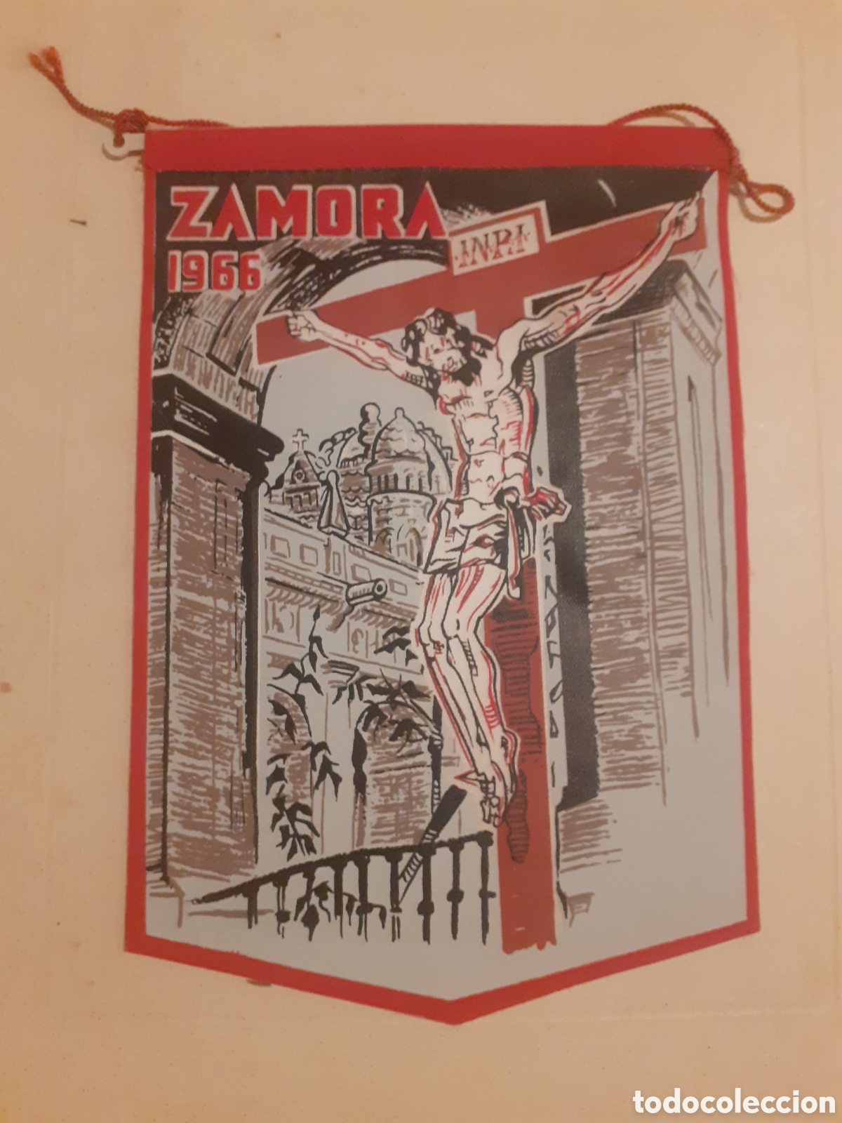Banderines de colecci&oacute;n: RARISIMO BANDERIN SEMANA SANTA ZAMORA. 1966. CRISTO DE LAS INJURIAS. 21 X 14 CM. PROCESION SILENCIO