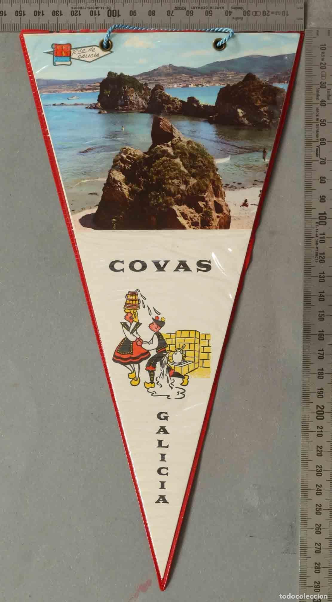 Banderines de colecci&oacute;n: BANDERIN. Covas - Galicia - Trajes t&iacute;picos - Escudo regional