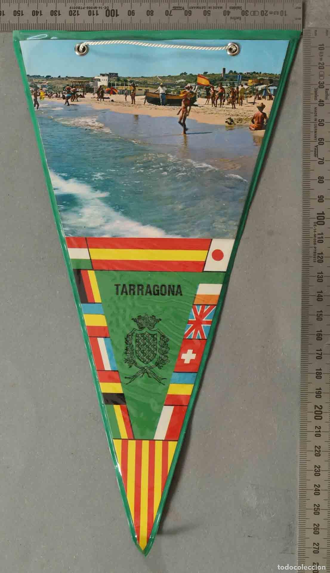 Banderines de colecci&oacute;n: BANDERIN. Tarragona - Escudo, banderas internacionales y escena de playa