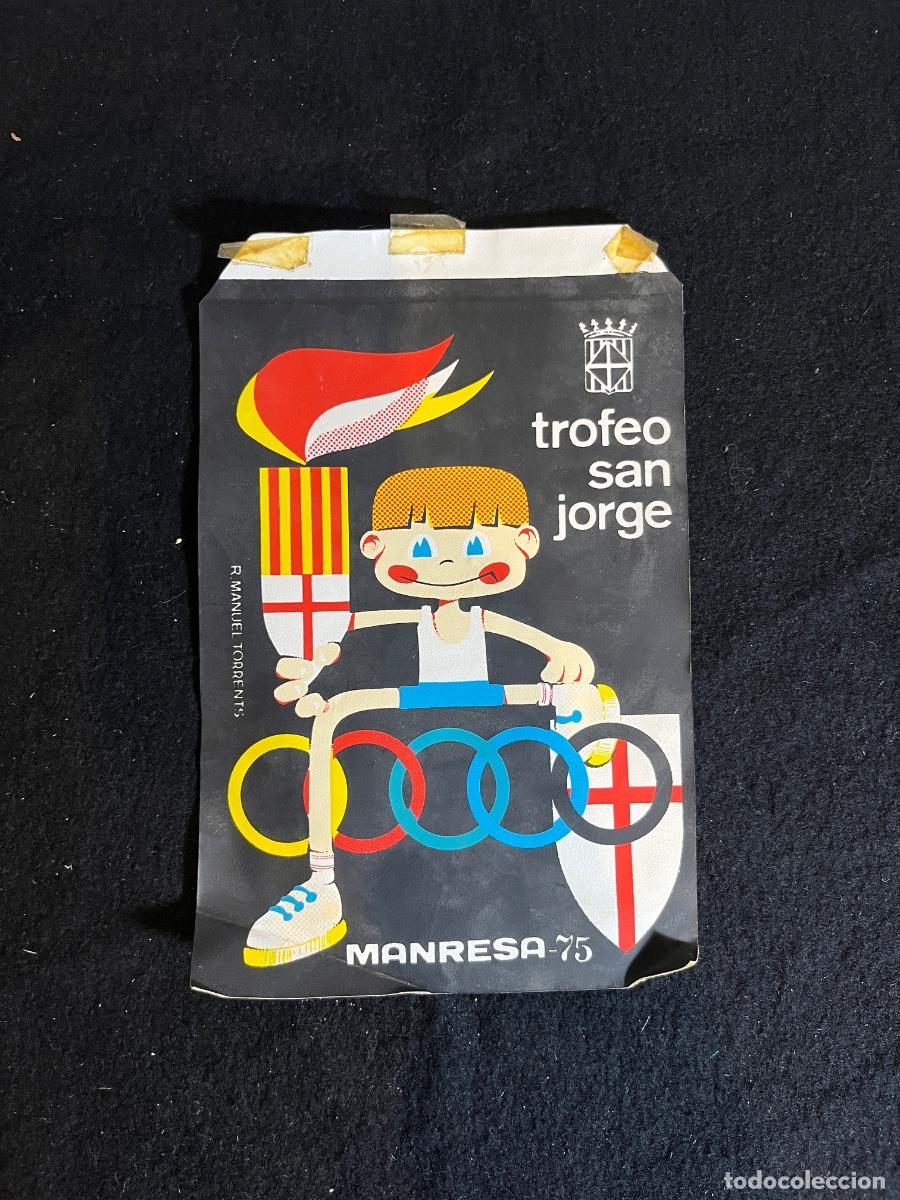 Bandierine di collezione: Cartel Juegos Deportivos Provinciales Manresa 1975 Trofeo San Jorge vintage deportivo benderin
