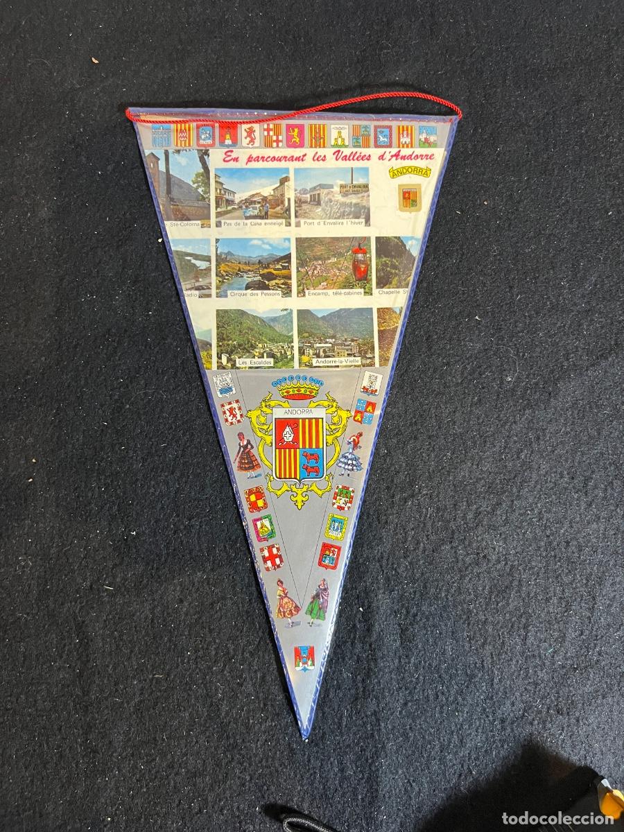Sammlung von Wimpeln: Bander&iacute;n Andorra vintage Valles de Andorra multifoto souvenir a&ntilde;os 60 70