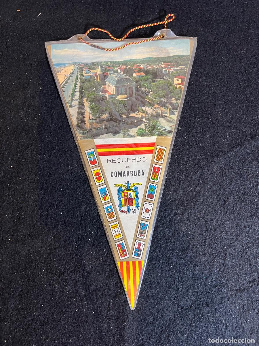 Banderines de colecci&oacute;n: Bander&iacute;n Comarruga vintage El Riuet Costa Dorada souvenir a&ntilde;os 60 70