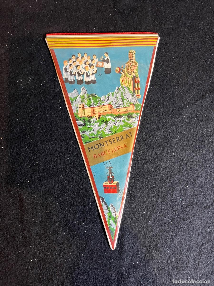 Banderines de colecci&oacute;n: Bander&iacute;n Montserrat vintage Moreneta Escolan&iacute;a telef&eacute;rico souvenir a&ntilde;os 60 70