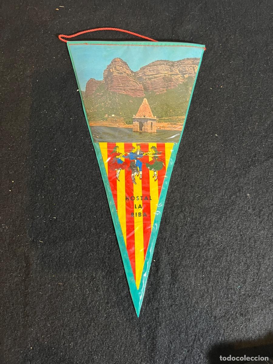 Banderines de colecci&oacute;n: Bander&iacute;n Hostal La Riba vintage Sau Tavertet Sant Pere de Casserres a&ntilde;os 60 70 Panta de Sau Osona