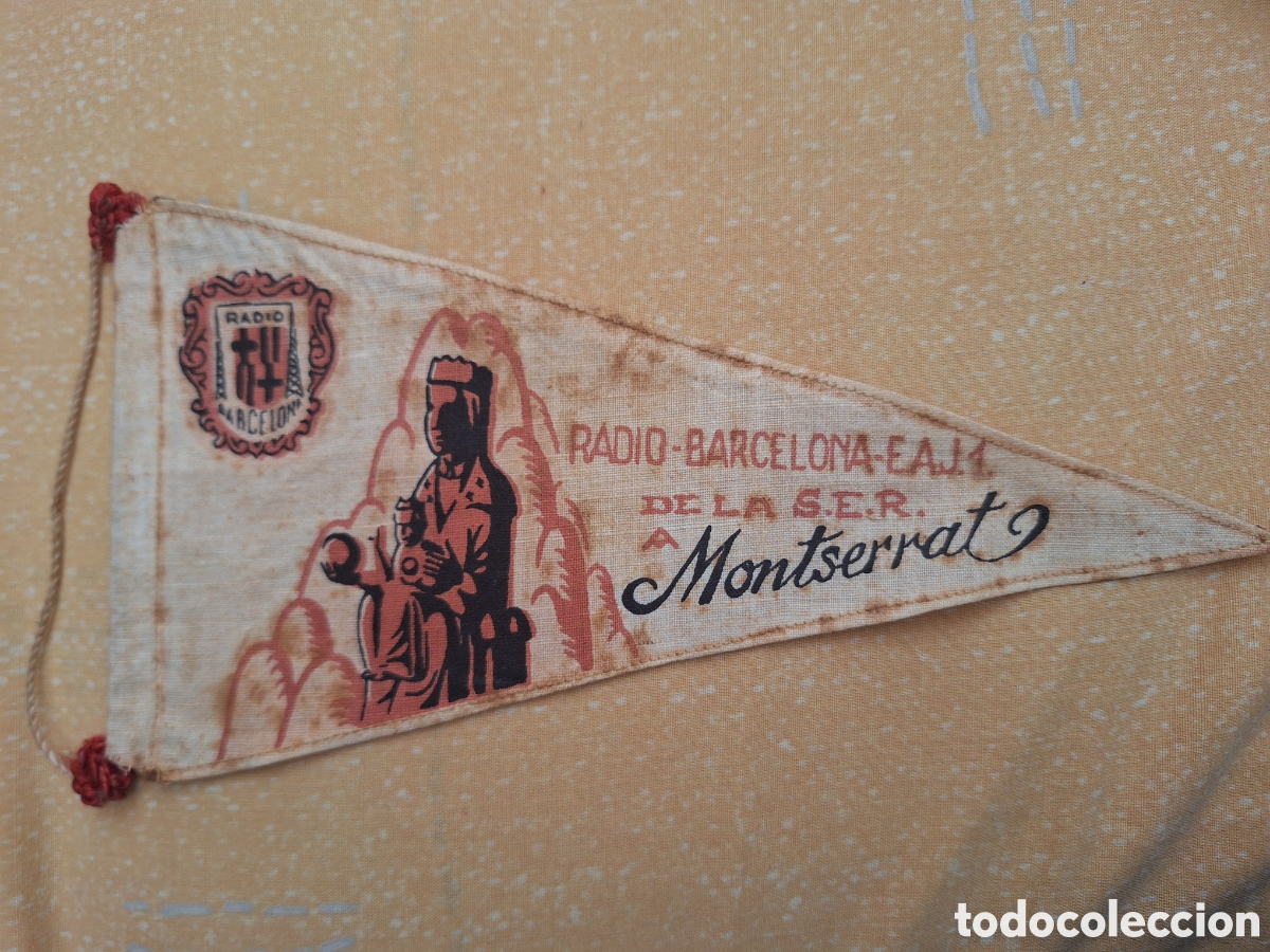 Banderines de colecci&oacute;n: Banderin radio barcelona eaj.1 de la S.E.R a Montserrat