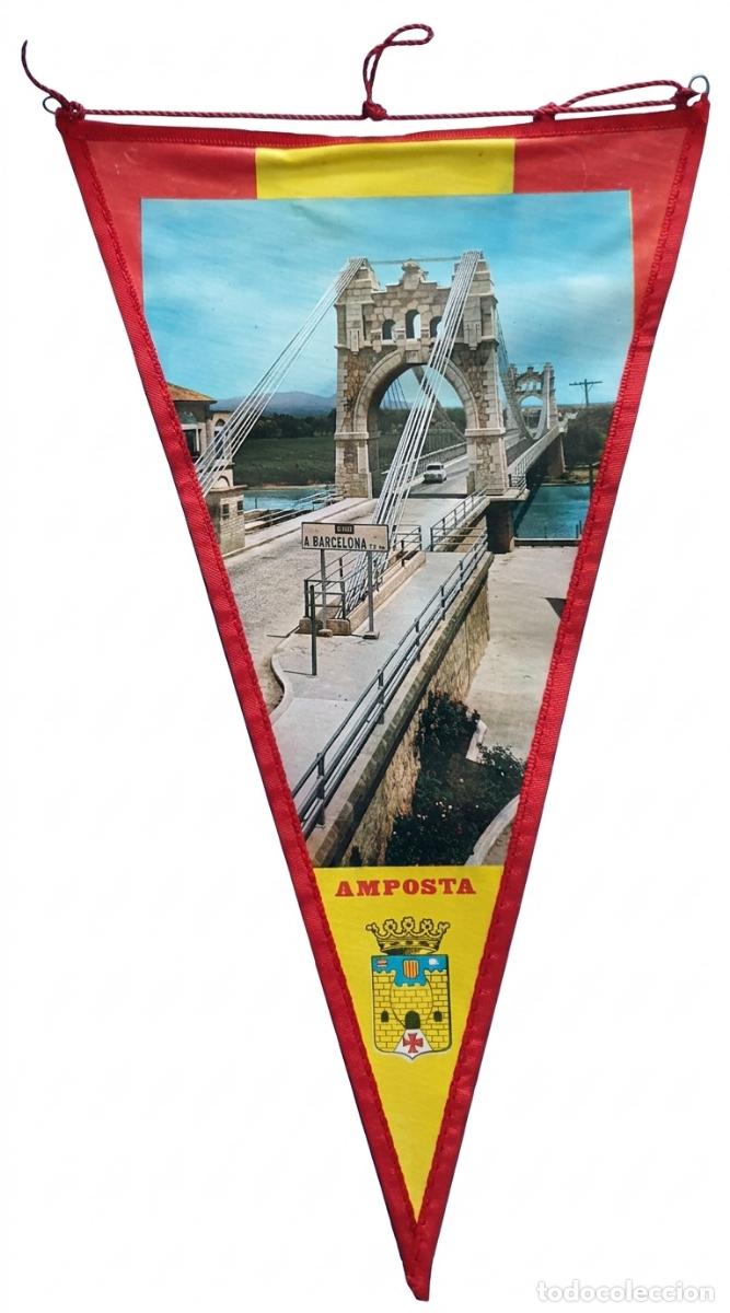 Banderines de colecci&oacute;n: Amposta (Tarragona) - Puente Colgante sobre el r&iacute;o Ebro - Bander&iacute;n retro