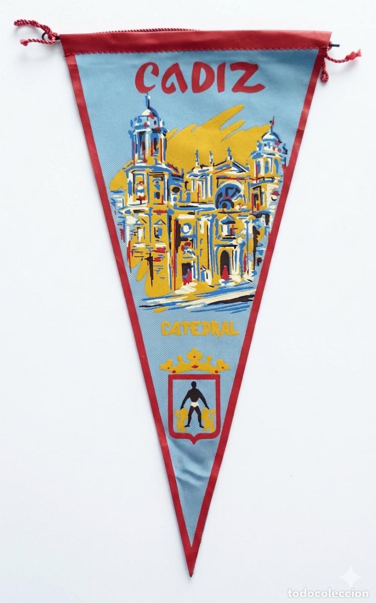 Banderines de colecci&oacute;n: C&aacute;diz - Catedral y Escudo - Bander&iacute;n vintage