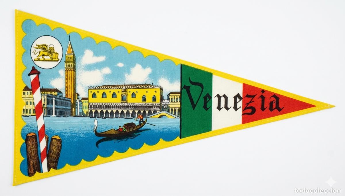 Banderines de colecci&oacute;n: Venezia - Italia - Palacio Ducal y G&oacute;ndola - Bander&iacute;n vintage